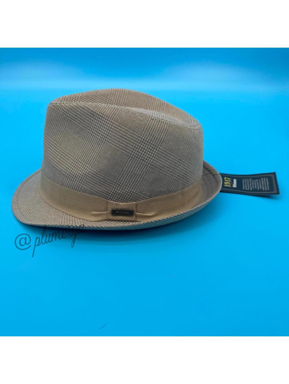 Biltmore 1917 Men's Fedora Hat Tan Paisley Inside Design Size L NWT